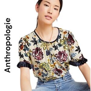 NWT ANTHROPOLOGIE SANZA VELVET BURNOUT TEE NEW WITH TAGS